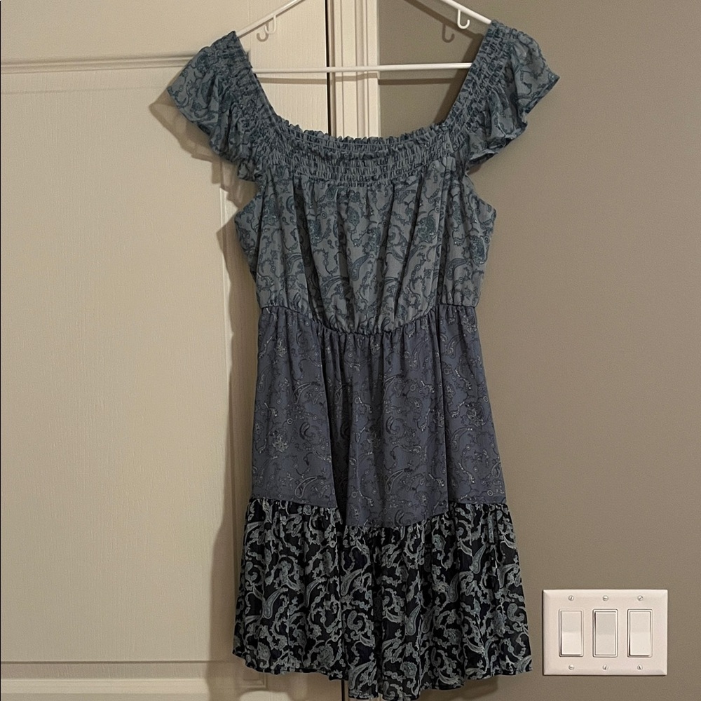 SO Blue Ruffled Off-Shoulder Dress